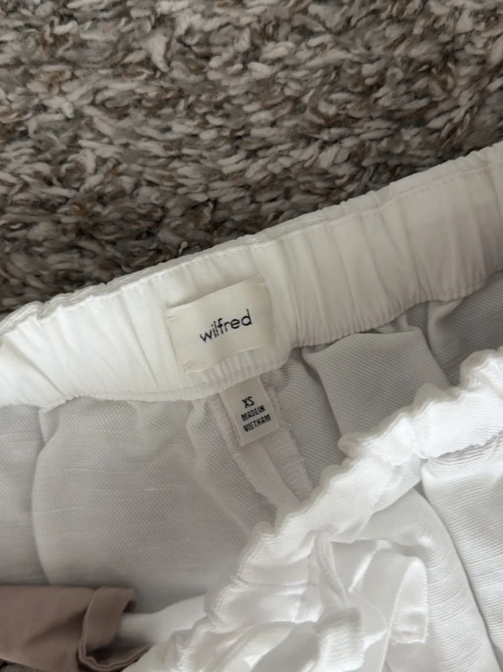 Aritzia White Drawstring Linen-Blend Wide Leg Pants